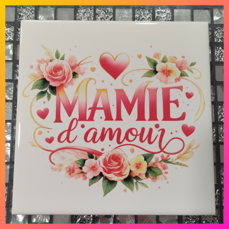 Carreau décoratif personnalisé Mamie d’amour – cadeau personnalisé