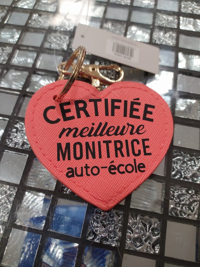 Porte-clés cœur personnalisé meilleure monitrice auto-école
