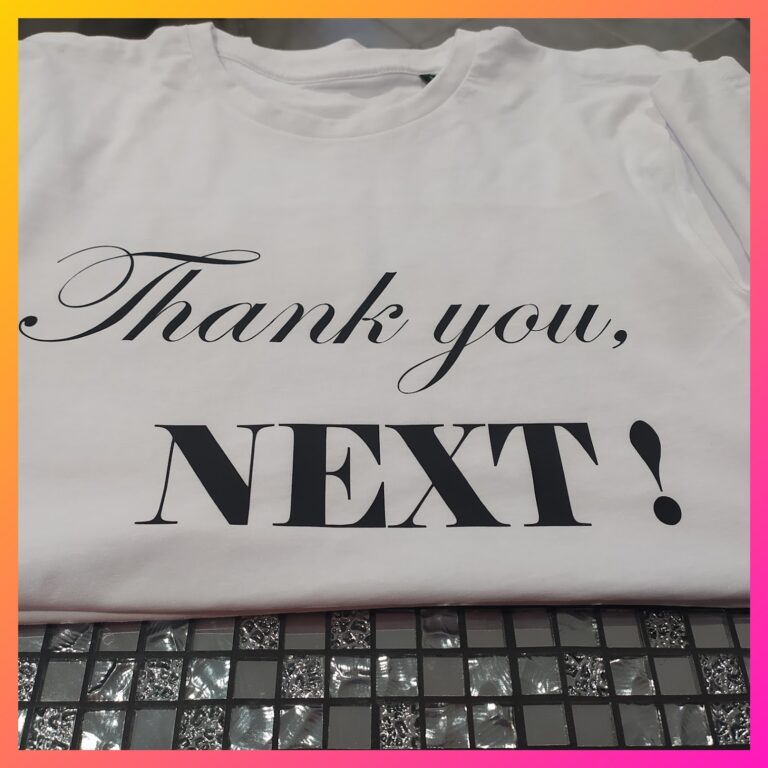 T-shirt blanc personnalisé avec inscription humoristique Thank You Next