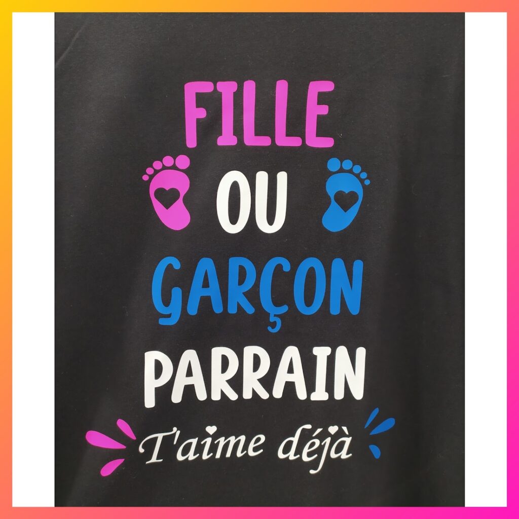 T-shirt personnalisé Gender Reveal fille ou garçon pour futur parrain