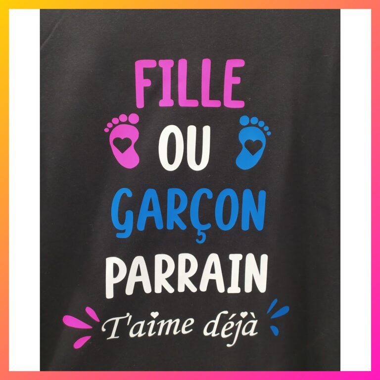 T-shirt personnalisé Gender Reveal fille ou garçon pour futur parrain